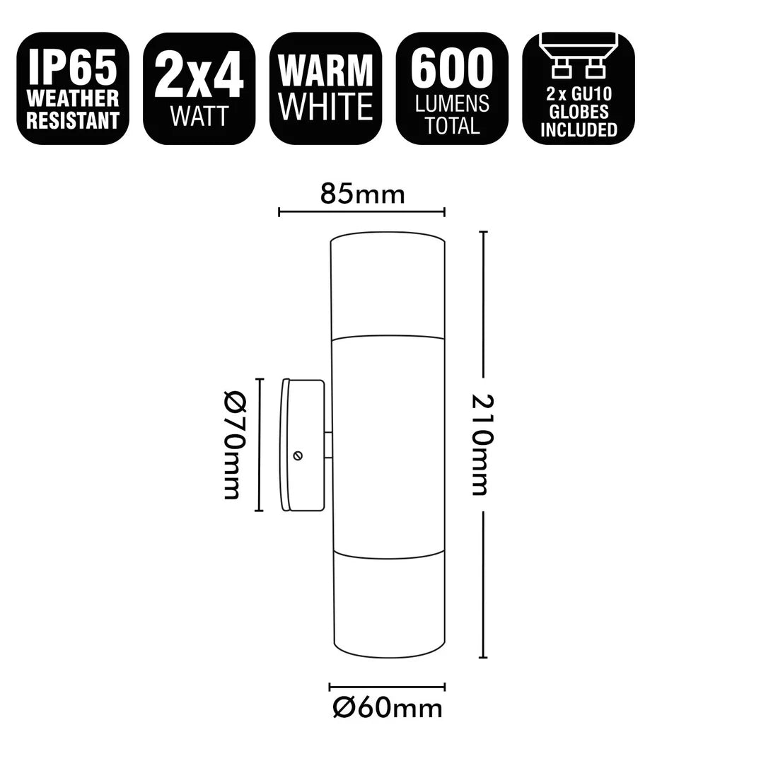 Brilliant SEAFORD - Up/Down Exterior Wall Lights 3000K 316 Stainless Steel 4W 240V IP65 - 20607/16
