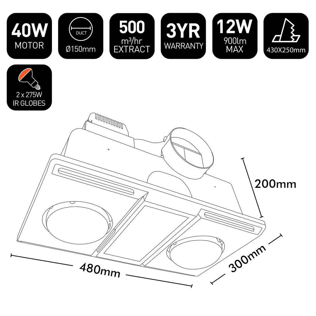 Brilliant SUPERNOVA-II - 2 Light Bathroom Mate 3000K 5000K White 12W 240V - 20748/05