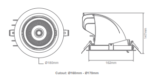 Domus Scoop-25 Round Adjustable Dimmable LED Downlight Kit Tri - White 25W 240V IP20 - 20472, 20473 - Domus Lighting