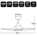 Brilliant COMO- 36in. with ABS Blades Ceiling Fan Matt Black/ Matt Titanium 50W 240V- 21341/06, 21341/77