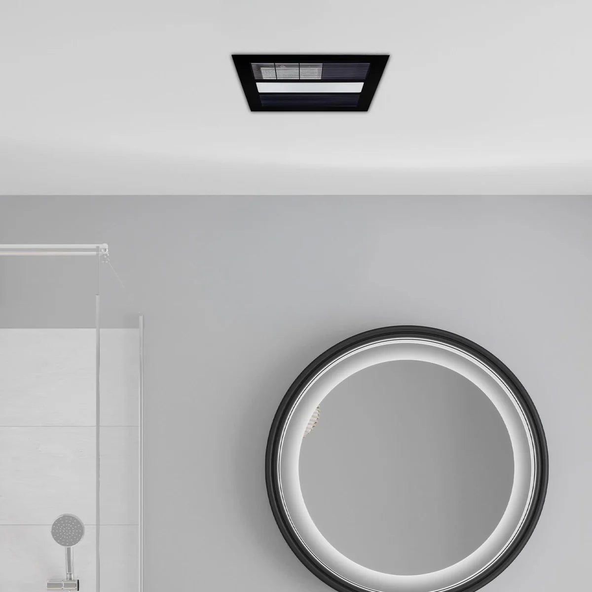 Brilliant SOLACE- 4-in-1 Bathroom Mate Ceiling Fans 4200K White/ Black 35W 240V IP20 - 21476/06, 21476/05