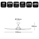 Brilliant VECTOR-II 48in.with Ezy-Fit Blades Ceiling Fan White 50W - 21546/05