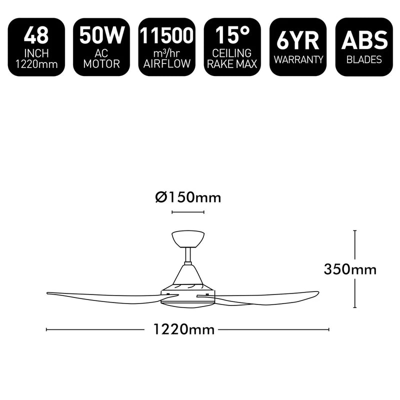 Brilliant VECTOR-II 48in.with Ezy-Fit Blades Ceiling Fan White 50W - 21546/05