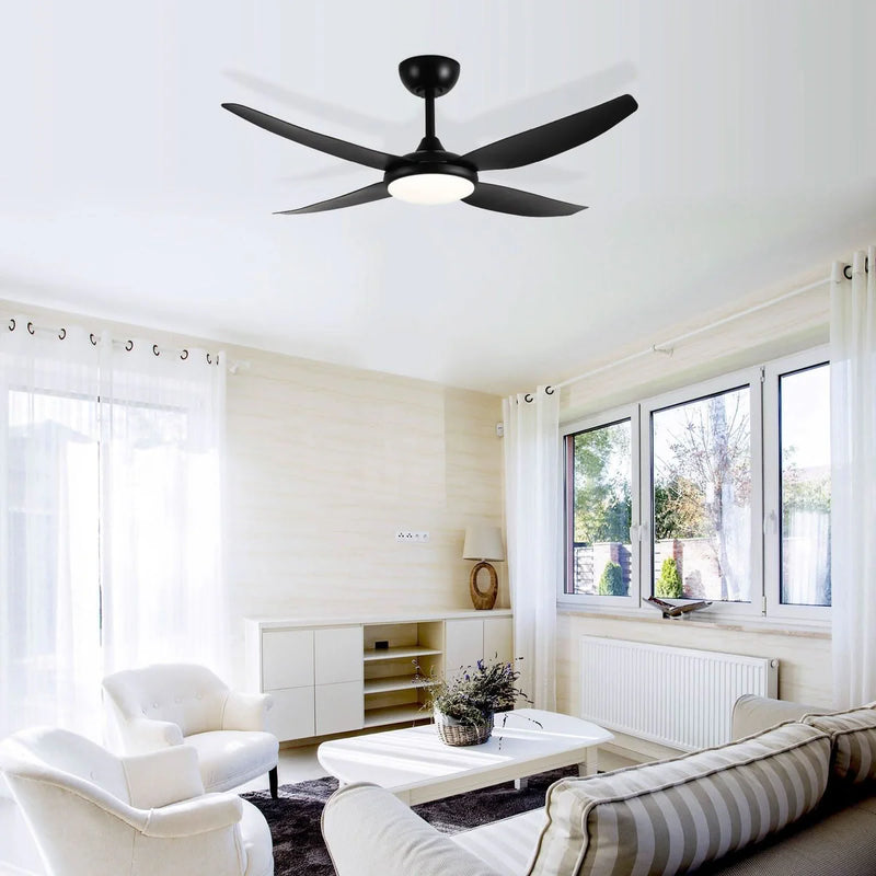 Brilliant AMARI 52in with LED Light 4 Blade Ceiling Fan Tri- Matt Black/ Matt White 35W 240V - 21721/05, 21721/06