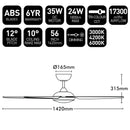 Brilliant AMARI 56in with LED Light 5 Blade Ceiling Fan Tri- Matt White/ Matt Black 35W 220-240V - 21725/06, 21725/05