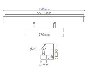 Domus Mirror-10 LED Interior Wall Light Tri - Black / White / Chrome / Satin Chrome / Satin Brass 10W 240V IP40 - 12001, 12003, 12005, 12007, 12009