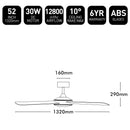 Brilliant Tempest ABS 52" DC Ceiling Fan Black/ White 30W 240V- 22235/06