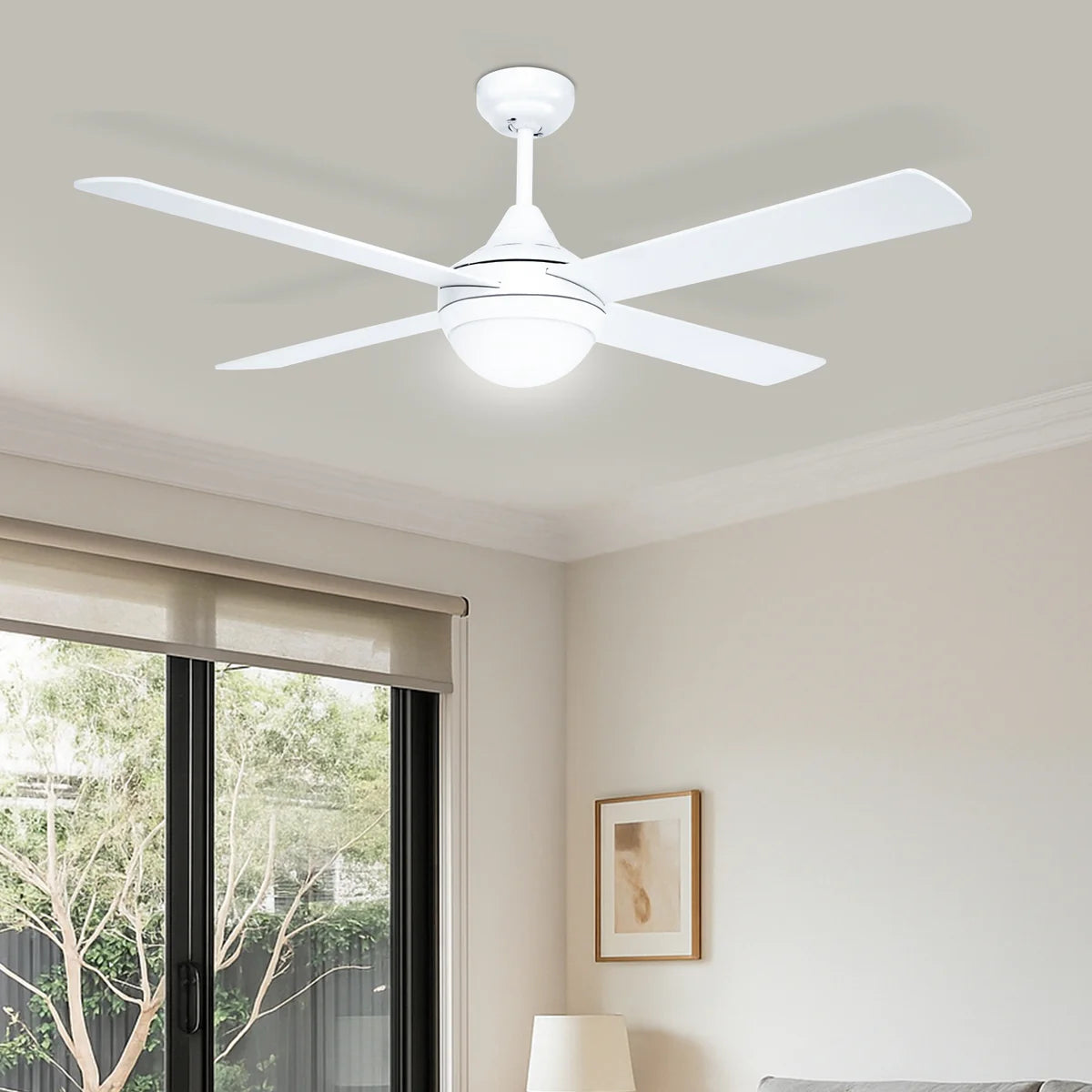 Brilliant Tempo Plus 48'' AC 4-Blade Ceiling Fan with Light and Remote White 65W 240V- 22273/05R