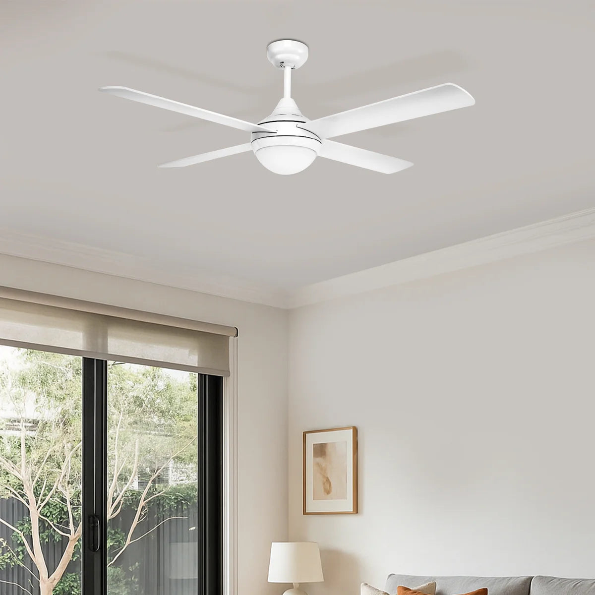 Brilliant Tempo Plus 52'' AC 4-Blade Ceiling Fan with Light Black/ White/ Brushed Aluminium 30W 240V- 22279/05, 22279/06, 22279/13
