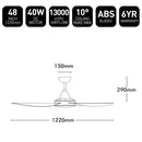 Brilliant Vector 48” DC Ceiling Fan Black/ White 40W 240V- 22687/06, 22687/05