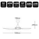 Brilliant Vector 52" DC Ceiling Fan Black/ White 40W 240V- 22689/06, 22689/05