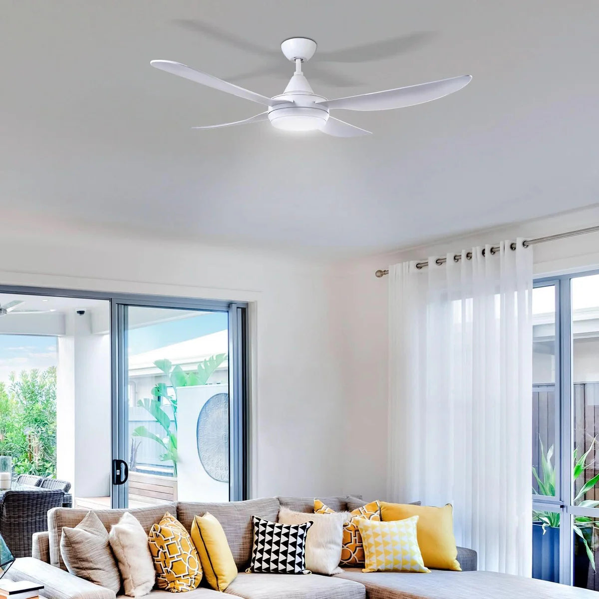 Brilliant Vector 52'' DC 4-Blade Ceiling Fan with Light Tri- Black/ White 40W 240V- 22695/06, 22695/05