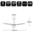 Brilliant Pacifica II 56" DC Ceiling Fan White 30W 240V- 22722/05