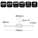 Brilliant 48” AC Cairns Ceiling Fan Black/ White 65W 240V - 22874/05, 22874/06