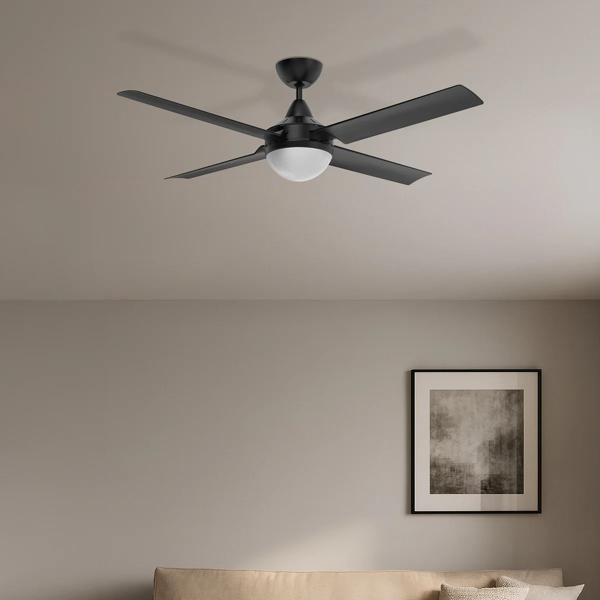 Brilliant 52” AC With B22 Light Cairns Ceiling Fan Black/ White 40W 240V- 22880/06, 22880/05