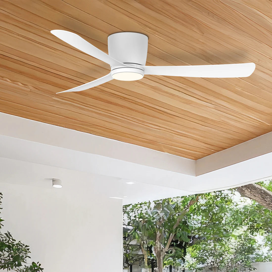 Brilliant 52" Costa 3-Blade Low Profile Ceiling Fan with LED Light Tri- White 20W 240V- 22947/05