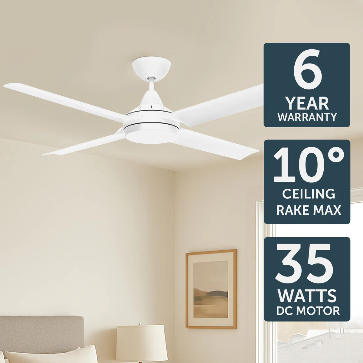 Brilliant Cairns 52" Ceiling Fan Matt Black/ Matt White 35W 240V- 22972/06, 22972/05