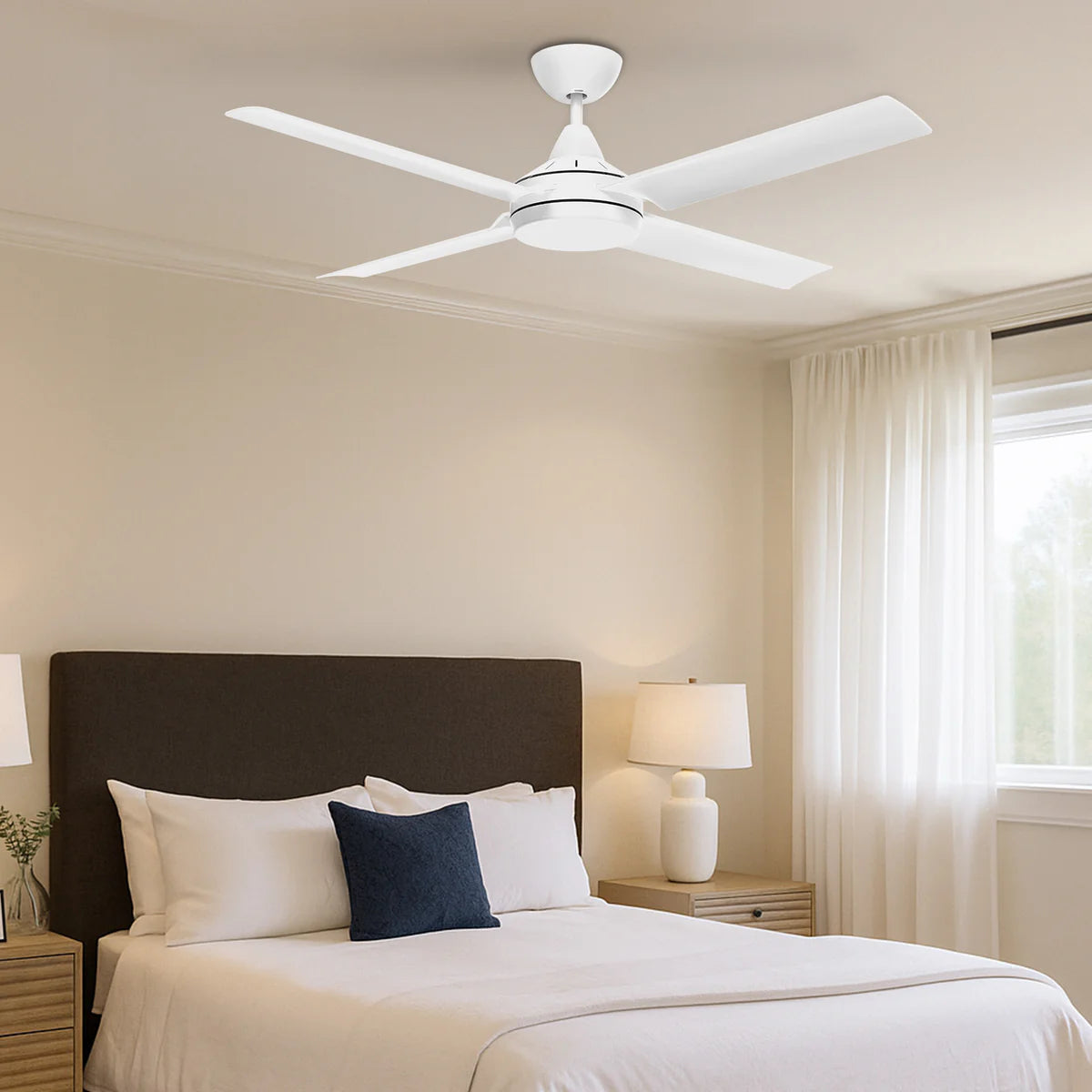 Brilliant Cairns 52" Ceiling Fan Matt Black/ Matt White 35W 240V- 22972/06, 22972/05
