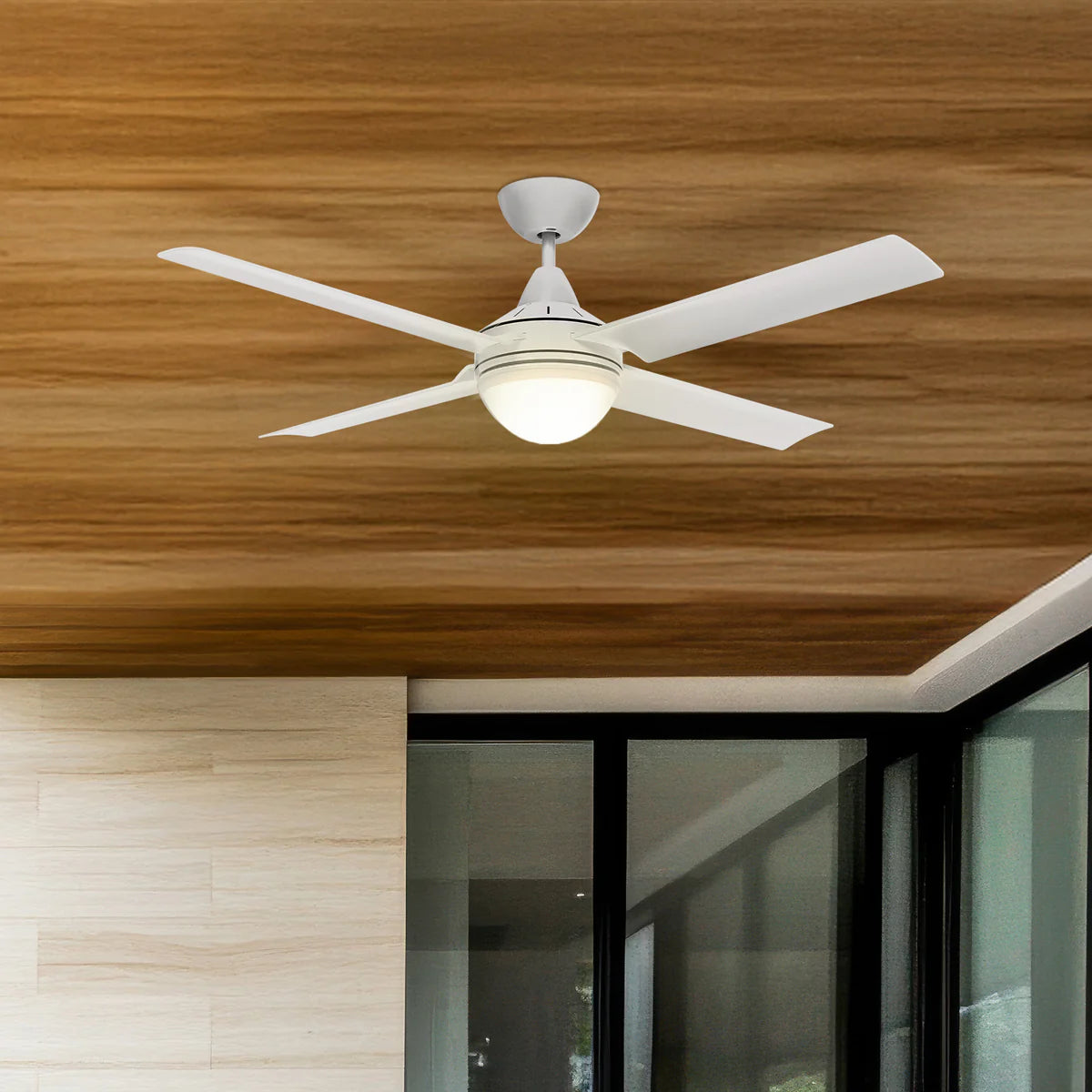 Brilliant Cairns 48" Ceiling Fan with Light Matt Black/ Matt White 2x40W 240V- 22974/06, 22974/05