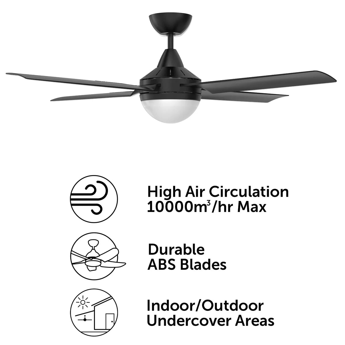 Brilliant Cairns 48" Ceiling Fan with Light Matt Black/ Matt White 2x40W 240V- 22974/06, 22974/05