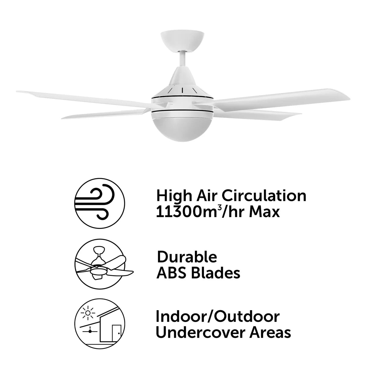 Brilliant Cairns 52" Ceiling Fan with Light Matt Black/ Matt White 2x40W 240V- 22976/06, 22976/05