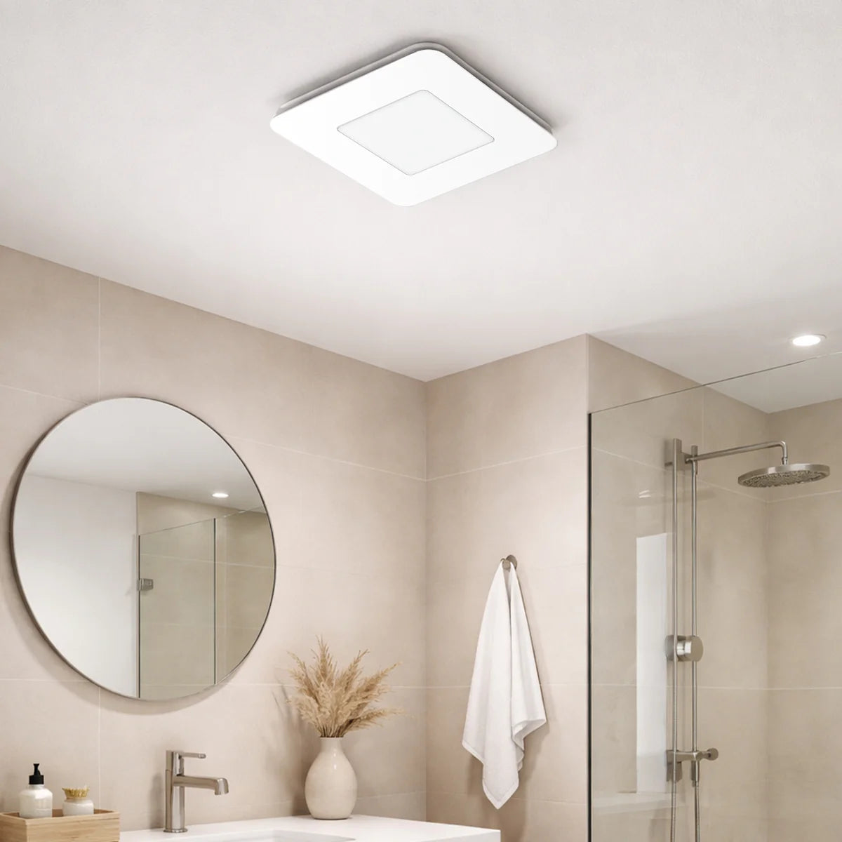 Brilliant Blizzard Square Exhaust Fan with LED Light Tri- White 15W 240V- 23028/05, 23029/05