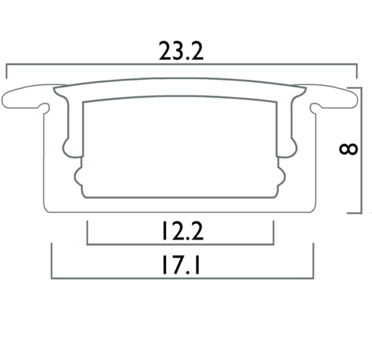 Azoogi Recessed LED Channels and Accessories 2308 Anodised Aluminium - PR001