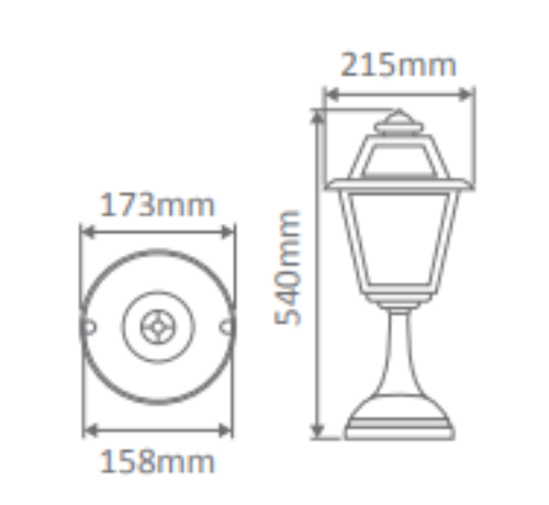 Domus AVIGNON PILLAR MOUNT B22 LED Weatherproof Beige/ Black/ Burgundy/ Green/ White IP43- Avignon
