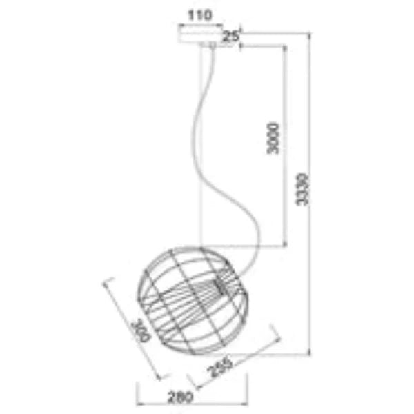 CLA Sentinel Modern Iron Round Cage Interior Pendant Matt Black / Matt White 220-240V - SENTINEL1, SENTINEL2 - CLA Lighting
