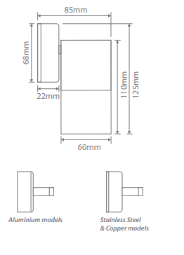 Domus Shadow 1 Light Fixed Wall Bracket Exterior Wall Lights Tri - 316 Stainless Steel 240V IP65 - SHADOW - Domus Lighting