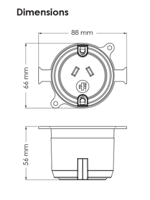 SAL Surface Socket Electrical Accessories White 240V IP20 - ESS102 -SAL Lighting