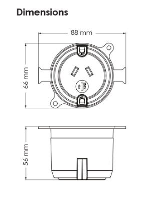 240V 10A SURFACE SOCKET ESS102 with transparent mounting plate.