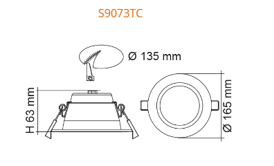 SAL PREMIER S9073TC/ DP LED Downlight Tri - Silver/ White 13/18W 240V IP64 - S9073TC/SL/DP, S9073TC/WH/DP