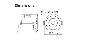SAL COOLUM PLUS TC S9067/TC LED Downlight Tri - Black / White 6W 240V IP44 - S9067TC/WH, S9067TC/BK