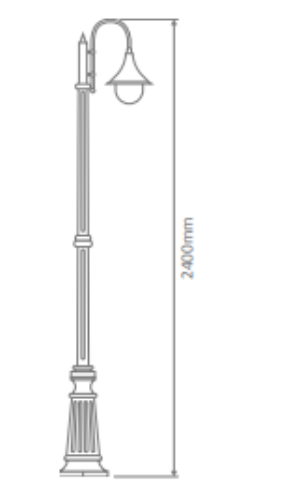Domus MONACO 1LT 2.35M Post LED Flood Light Beige/ Burgundy/ Black/ Green/ White IP43 - 15842, 15843, 15844, 15845, 15487
