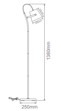 Domus ELSA-FL Floor Lamp Black/ White 240V IP20 - 22533, 22534