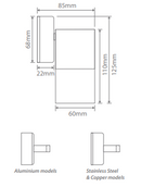 Domus Shadow 1 Light Fixed Wall Bracket Exterior Wall Lights Tri - Titanium Silver 240V IP65 - SHADOW - Domus Lighting