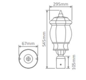Domus VIENNA-LARGE POST TOP LIGHT LED Weatherproof Beige/ Burgundy/ Black/ Green/ White IP23 - 16004, 16005, 16006, 16007, 16009