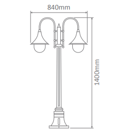 Domus MONACO 2LT 1.35M Post LED Flood Light Beige/ Black/ Burgundy/ Green/ White IP43 - 15824, 15825, 15826, 15827, 15829
