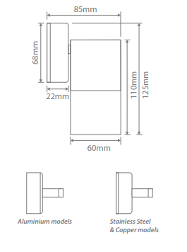 Domus Shadow 1 Light Fixed Wall Bracket Exterior Wall Lights Tri - White 240V IP65 - SHADOW - Domus Lighting