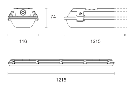 Trend Nero WP1201 LED Linear Batten Tri- White 38W 200-240V IP65 - WP1201-TRI, WP1201-TRI-MMS