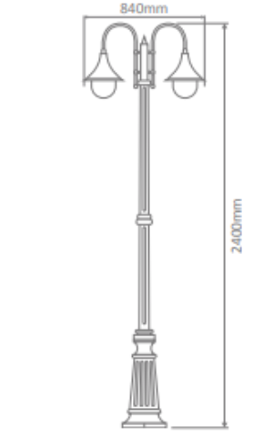 Domus MONACO 2LT 2.35M Post LED Flood Light Beige/ Black/ Burgundy/ Green/ White IP43 - 15848, 15849, 15850, 15851, 15853