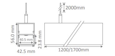 Domus BLOC-42 1.7m Linear Pendants 3000K 4000K Black 31.2W 240V IP20 - 23090, 23092 - Domus Lighting