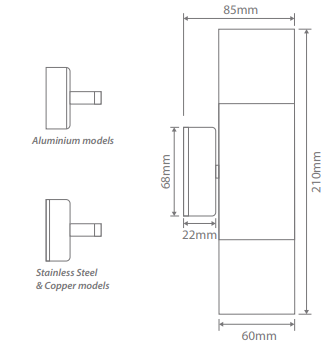 Domus Shadow 2 Light Fixed Up/Down Wall Bracket Exterior Wall Lights Tri - 316 Stainless Steel 240V IP65 - SHADOW - Domus Lighting