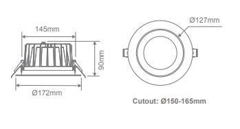 Domus Expo-25 Low Glare Recessed LED Downlight Tri - Black 25W 240V IP44 - 20712, 21604 - Domus Lighting