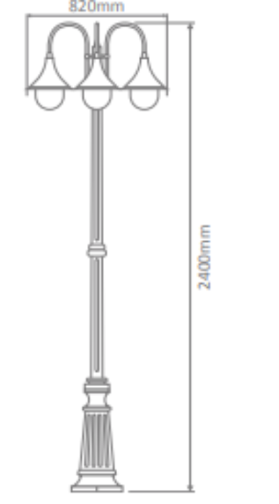 Domus MONACO 3LT 2.35M Post LED Flood Light Beige/ Black/ Burgundy/ Green/ White IP43 - 15854, 15855, 15856, 15857, 15859