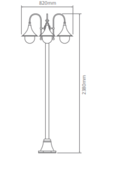 Domus MONACO 3LT 2.4M Post LED Flood Light Beige/ Burgundy/ Black/ Green/ White IP43 - 15860, 15861, 15862, 15863, 15865
