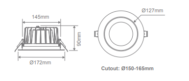 Domus Expo-25 Low Glare Recessed LED Downlight Tri - White 25W 240V IP44 - 20713