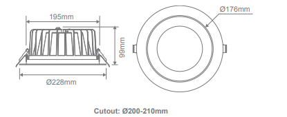 Domus Expo-35 Low Glare Recessed LED Downlight Tri - Black 35W 240V IP44 - 20714, 21606 - Domus Lighting