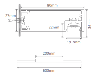 Domus SHADOW-LINE 600mm Vanity or Picture Light LED Interior Wall Light Tri - Satin White 6W 240V IP20 - 23520, 23522, 23524- Domus Lighting